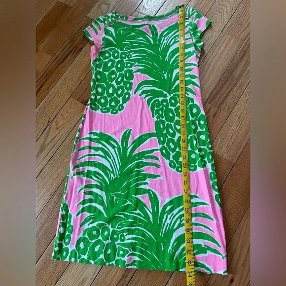 Lilly Pulitzer Women's Size XS Loren Pink & Green Pineapple Dress Boatneck - Picture 10 of 11